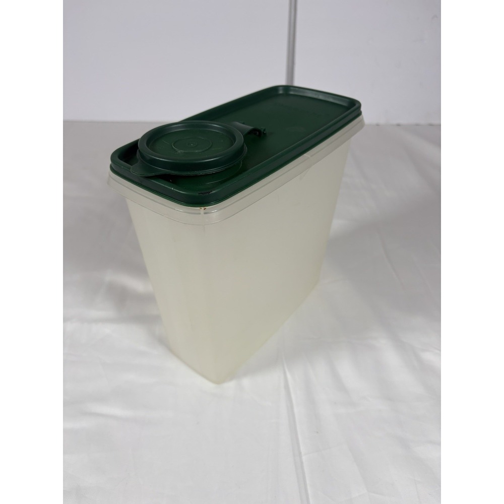 Vintage Tupperware Rectangular Storage Container Green Flip-Top Pour Lid 471-11